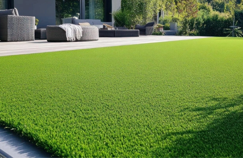 Artificial turf landscape installed at a residential property in Downtown Dallas