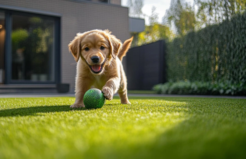 Pet-friendly synthetic grass creating a clean outdoor play area in Dallas