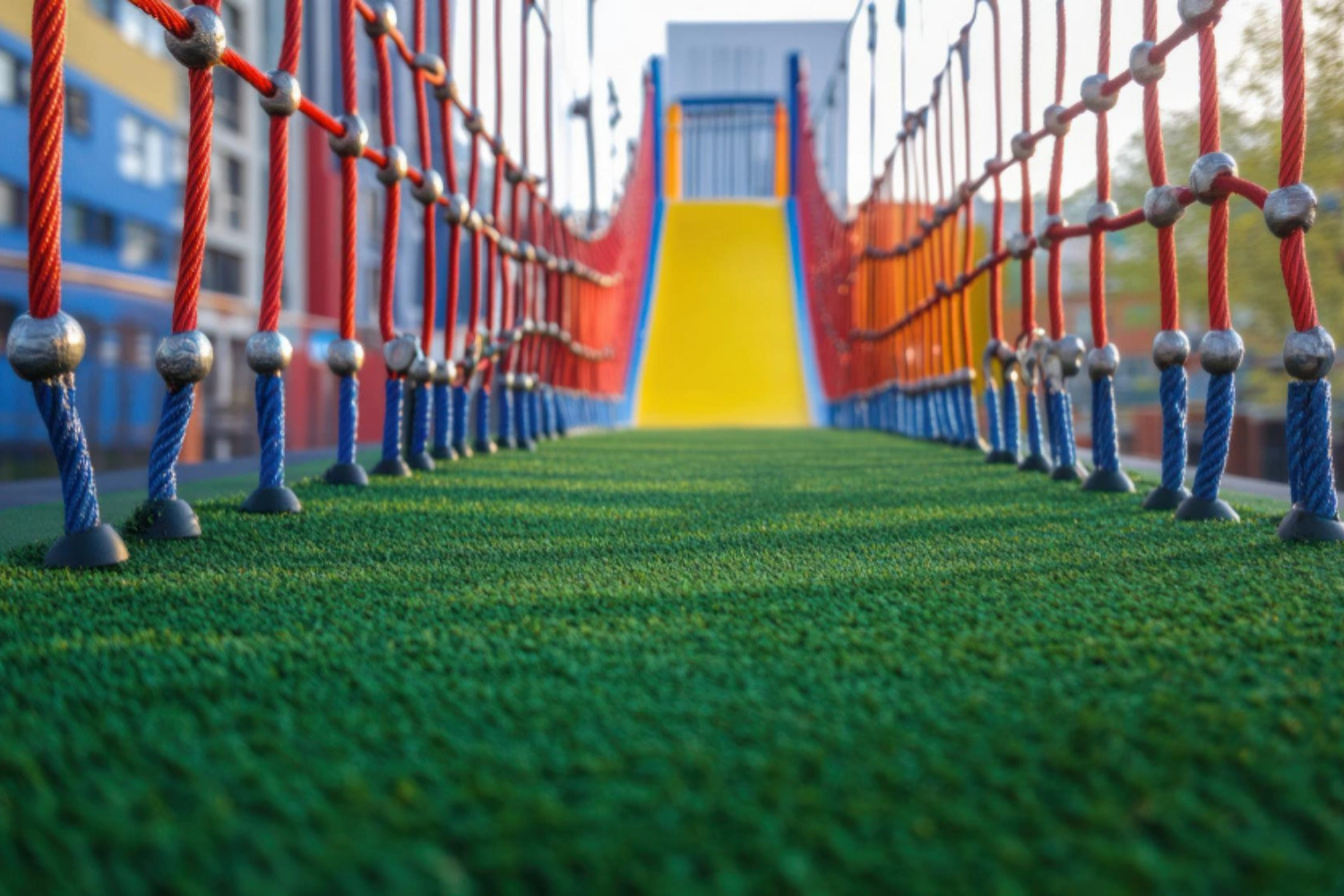 Artificial playground turf installation for children in Dallas