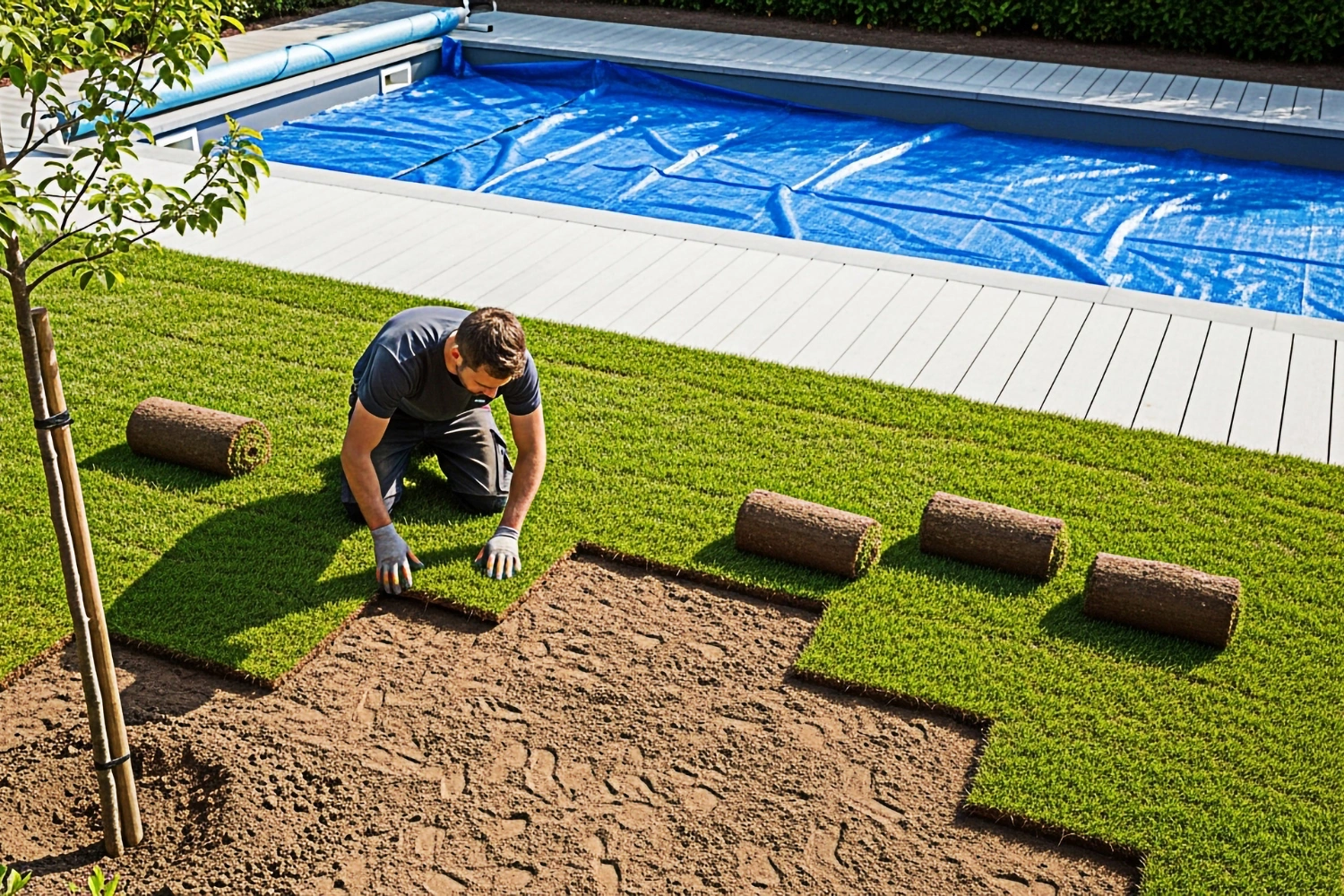 Poolside artificial turf surrounding a swimming pool in Dallas